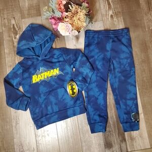 NWT Warner Bros. DC Comics Batman Hoodie and Jogger Set Size 4T Blue Tie-Dye
